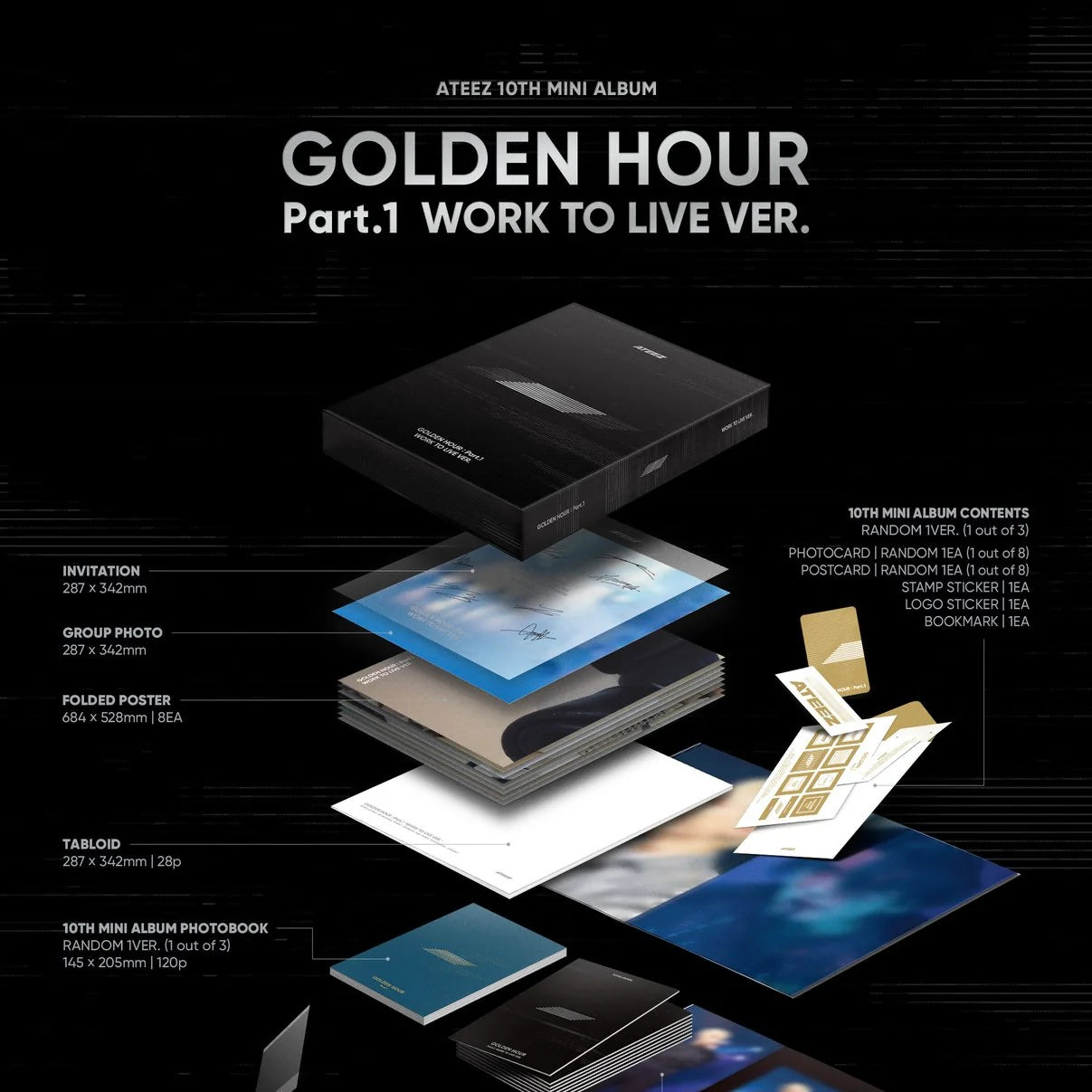 (PRE-ORDER) ATEEZ - GOLDEN HOUR PART 1. WORK TO LIVE VER.