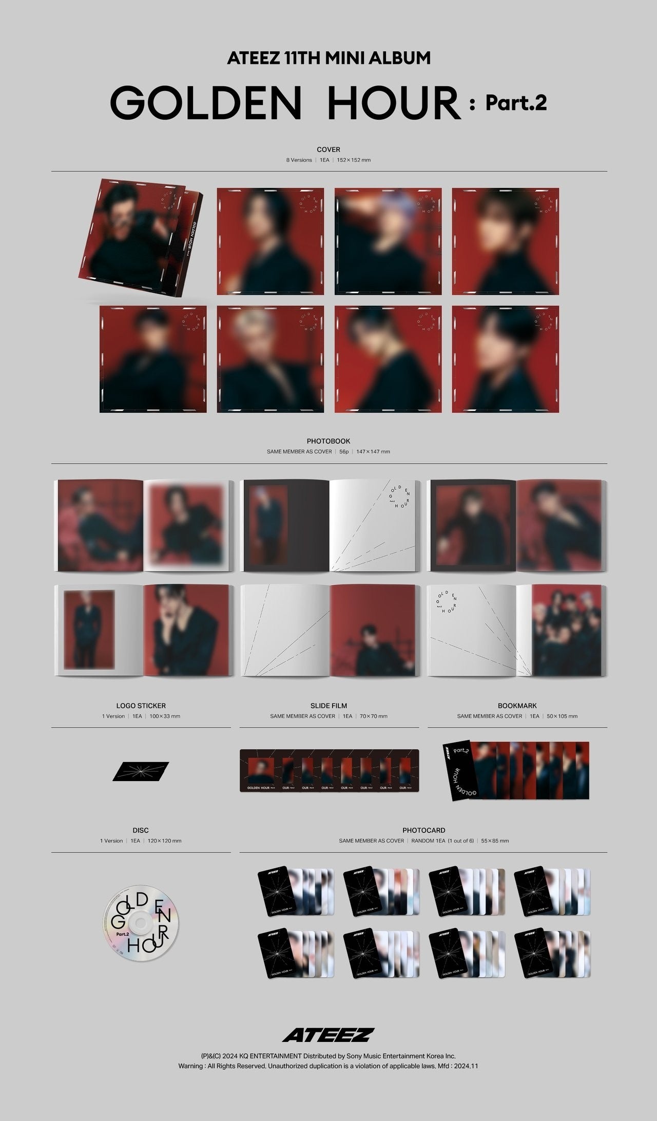 [KQENT Exclusive] [ATEEZ] [GOLDEN HOUR : PART.2 ] (ATEEZ TOKTOQ ONLY PHOTO CARD)8 VERSIONS RANDOM